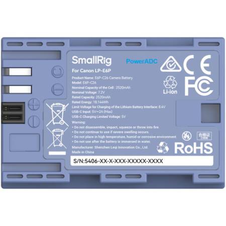 SmallRig 5406 - zamiennik, akumulator USB-C, Canon LP-E6P / E6P-C26